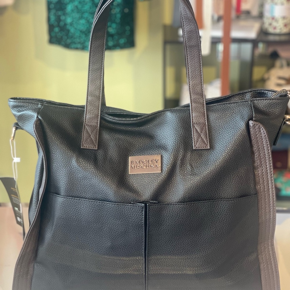 Badgley Mischka Black Textured Tote